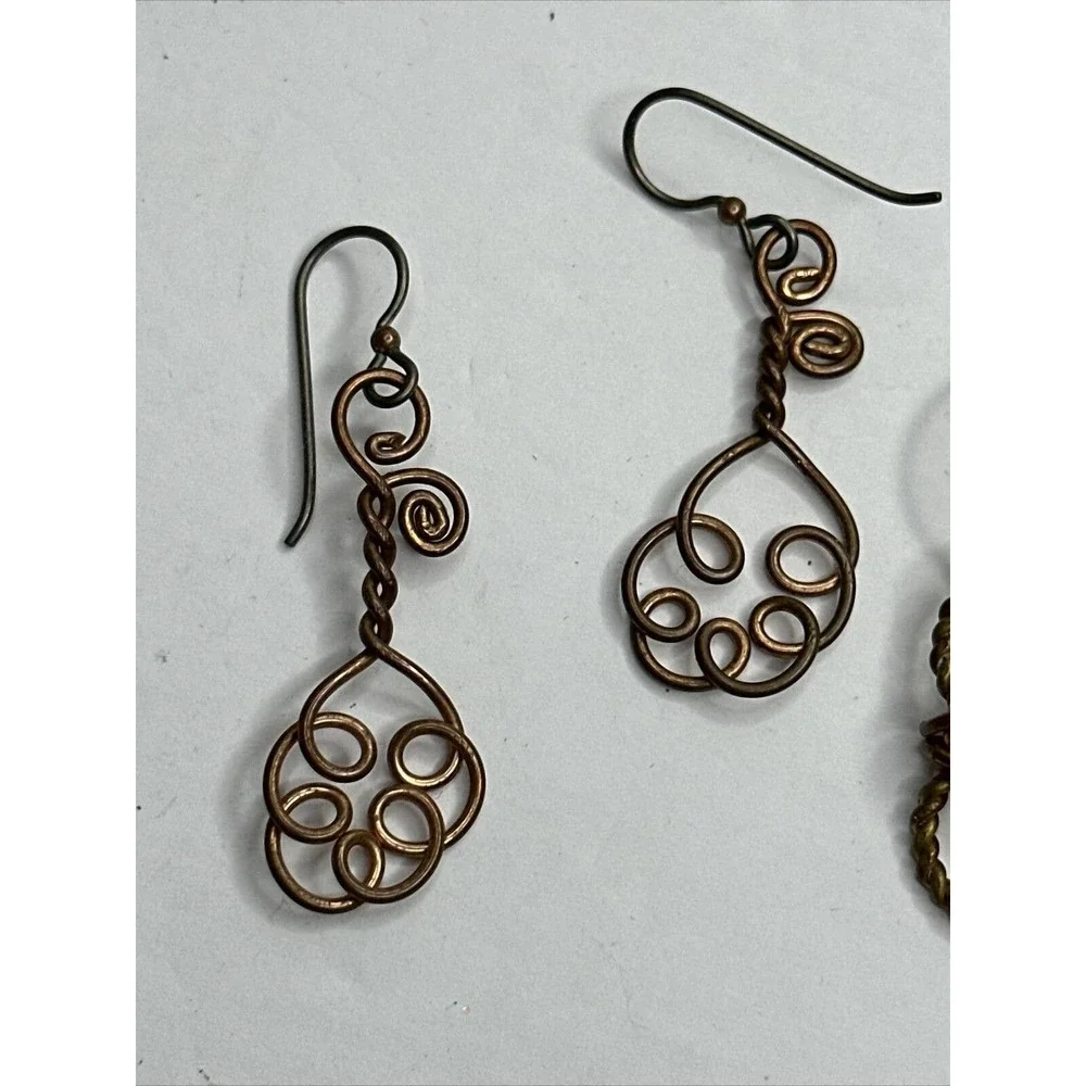 Michigan UP Copper Earrings Dangle Ring size 6.75 Trinket‎ Box Wood SET
